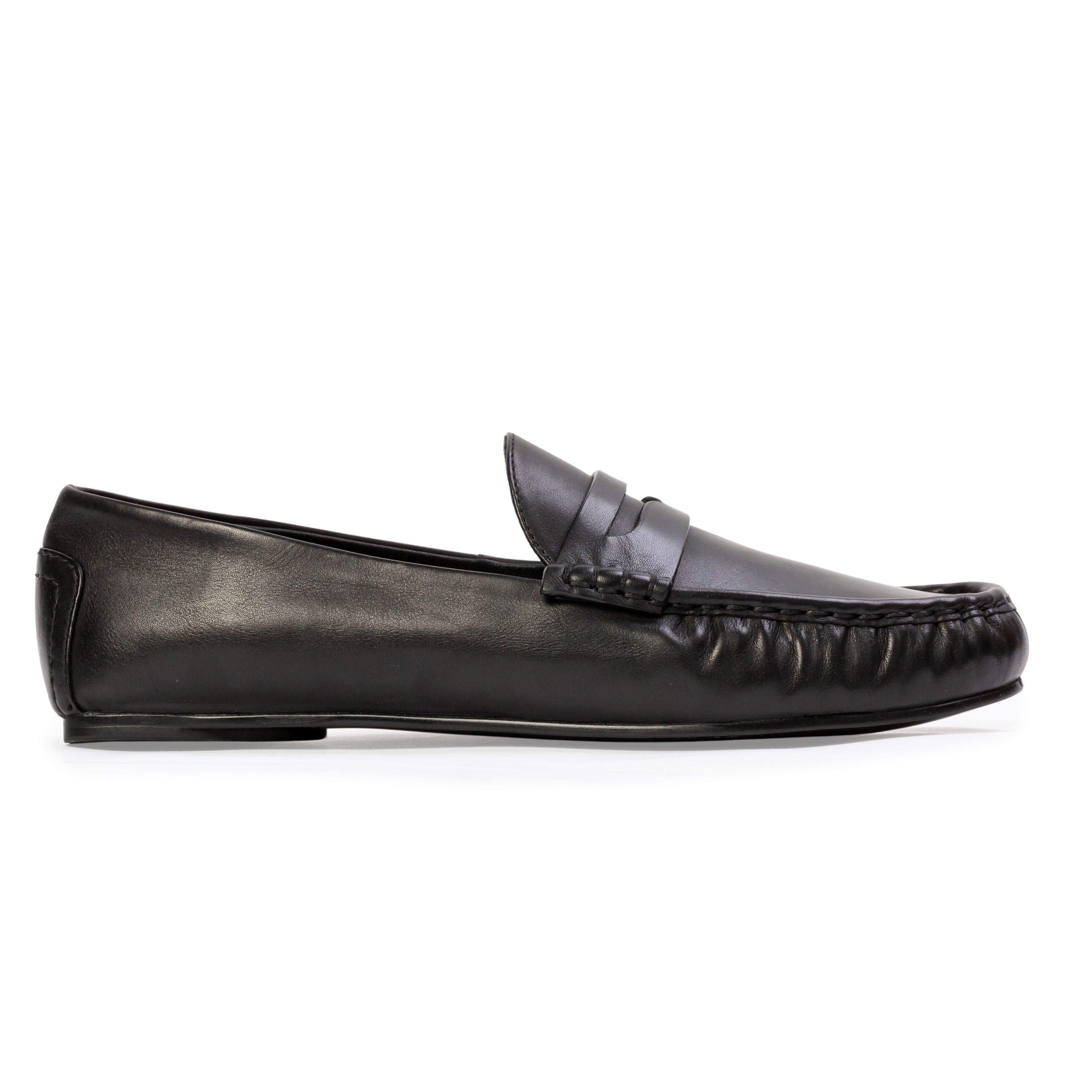 BLACK SUEDE STUDIO Darlyn Leather Mocassin, Main, color, Black Leather