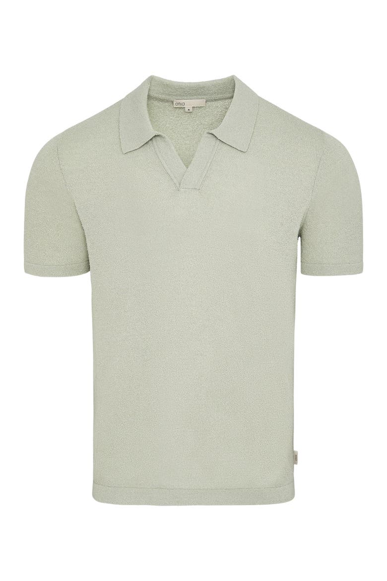Boucle Knit Johnny Polo, Alternate, color, Muted Sage