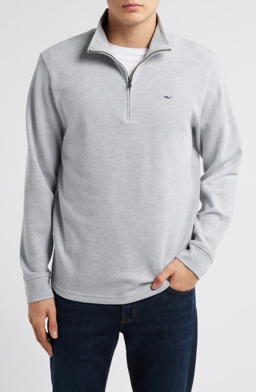 Vineyard Vines Saltwater Stripe Quarter Zip Pullover In Granite