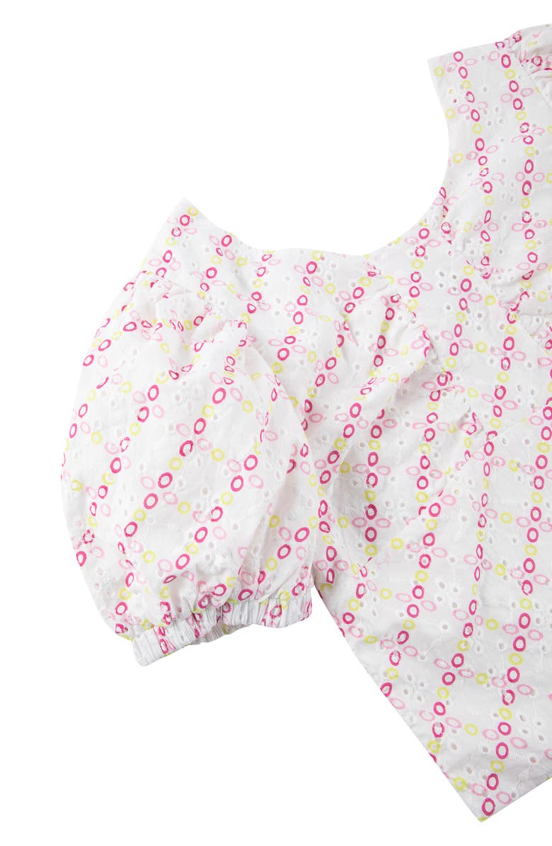Habitual Kids' Puff Sleeve Broderie Anglaise Cotton Top, Alternate, color, 