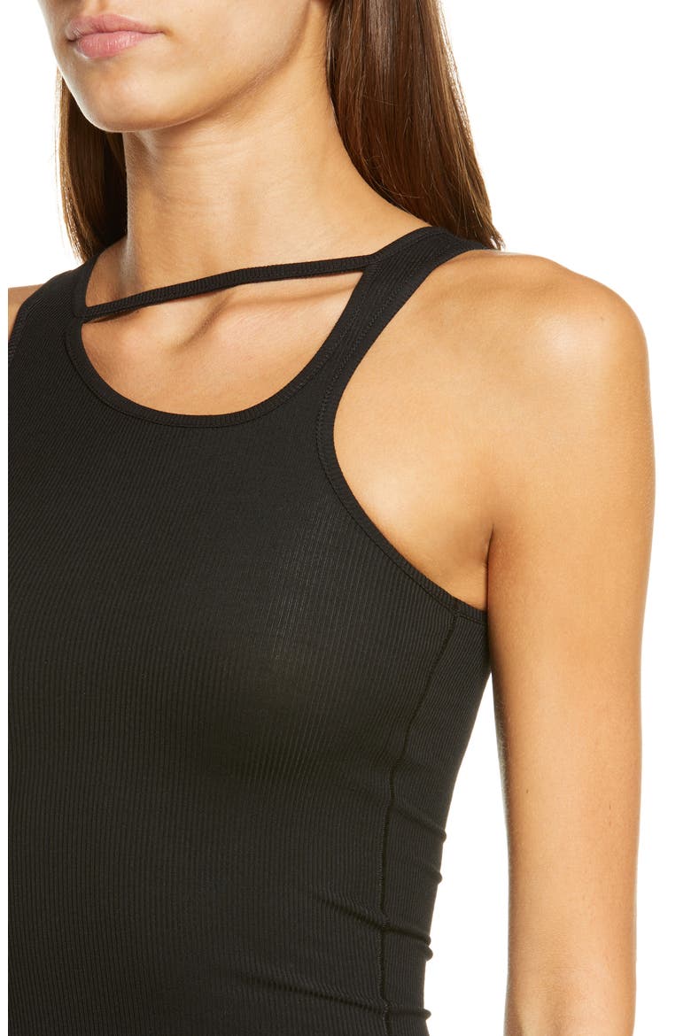 Lounge Cutout Rib Crop Pajama Tank, Alternate, color, ONYX