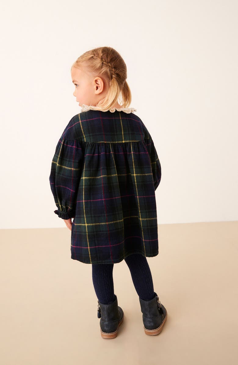 NEXT Kids' Plaid Lace Collar Cotton Blend Dress, Alternate, color,
