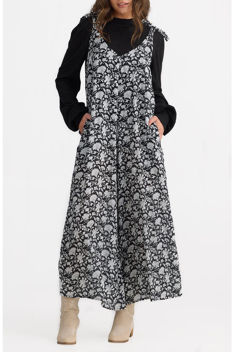 Temple Print Wide Leg Jumpsuit, Main, color, BLACK MOON RIVER
