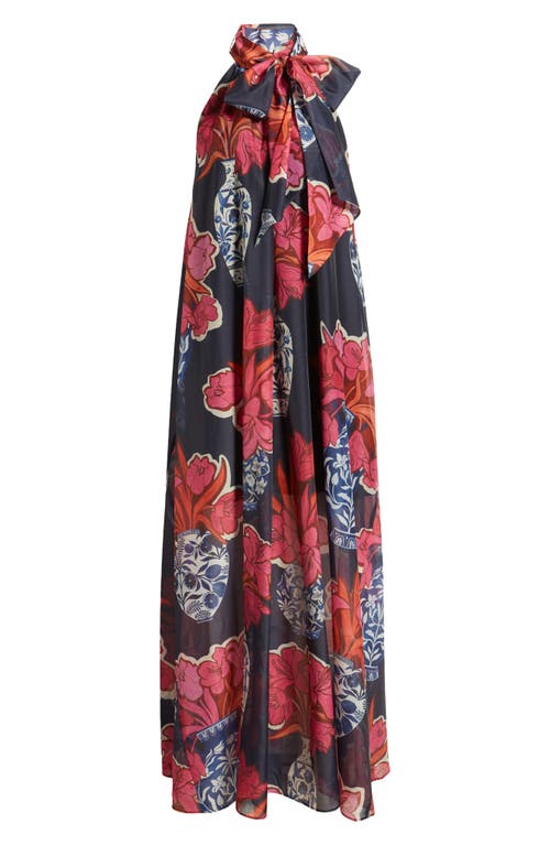 Ted Baker London Kinosei Floral Organza Maxi Dress In Dark Blue