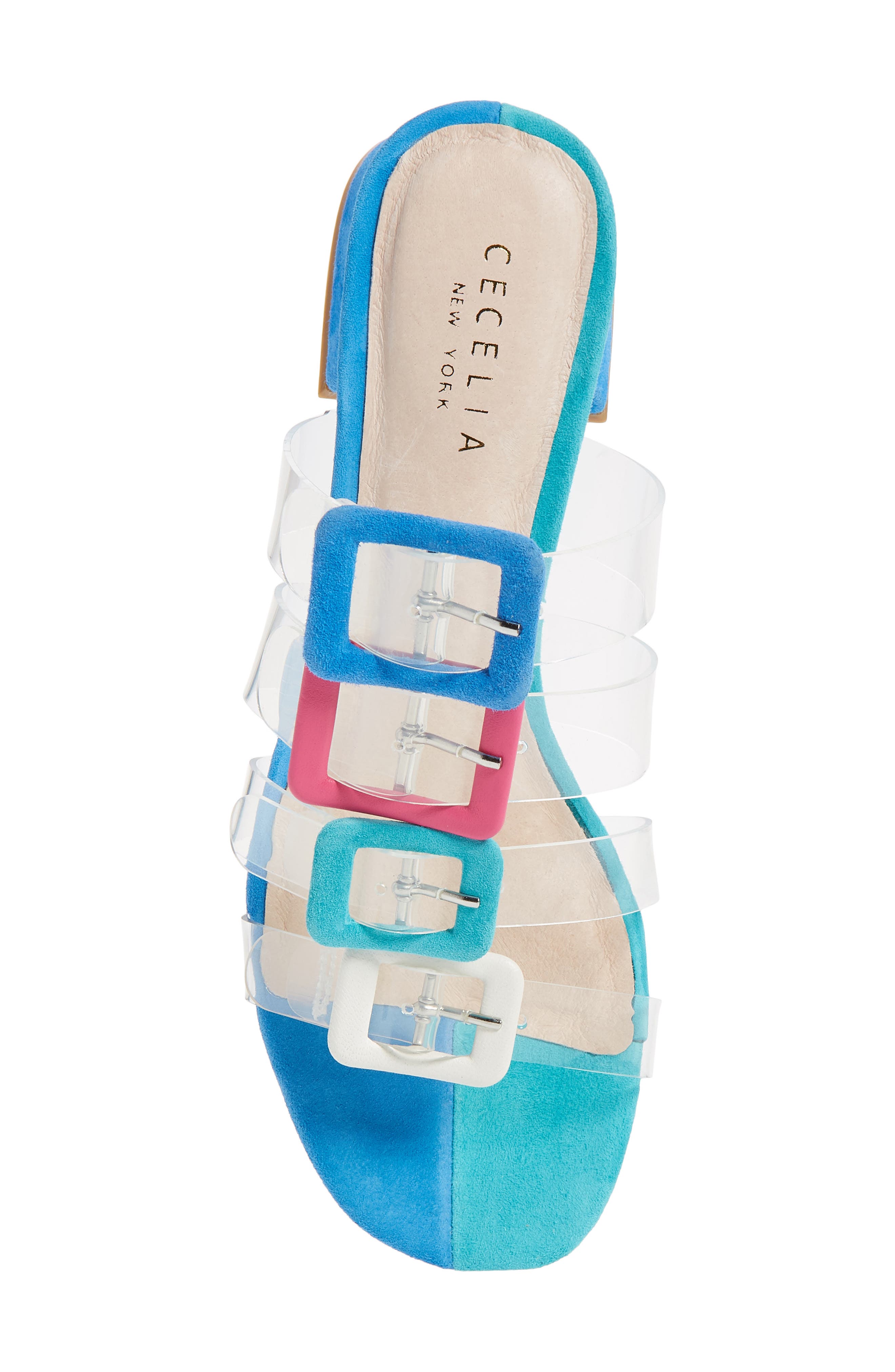 Lincoln Strappy Clear Slide Sandal, Alternate, color, NEW BLUE LEATHER