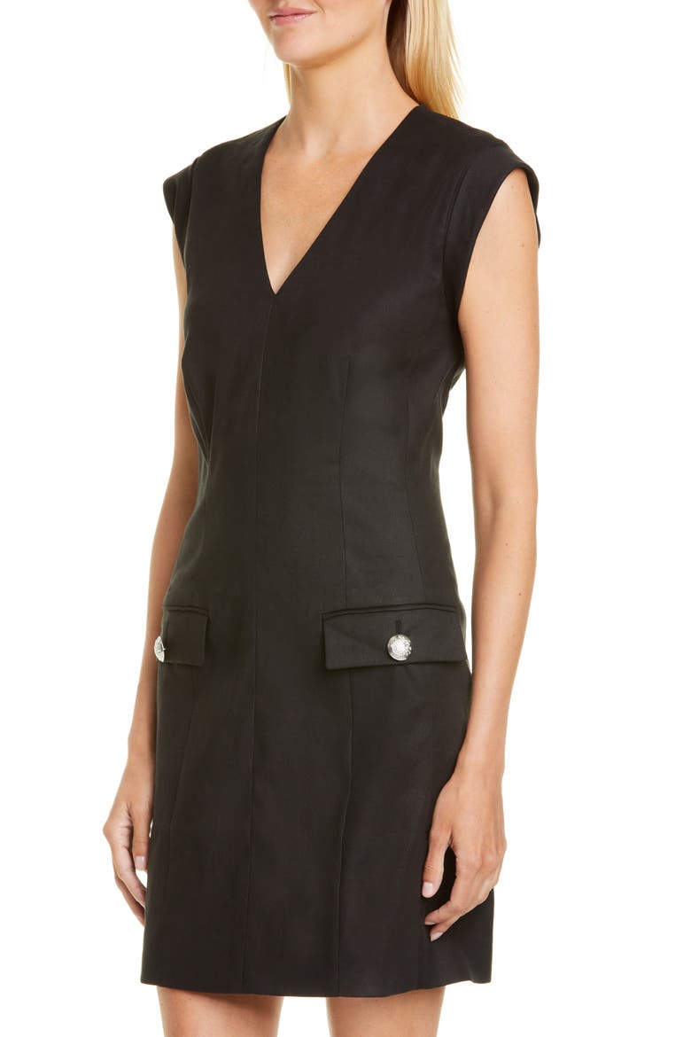 Skylar Linen Blend Minidress, Alternate, color, BLACK