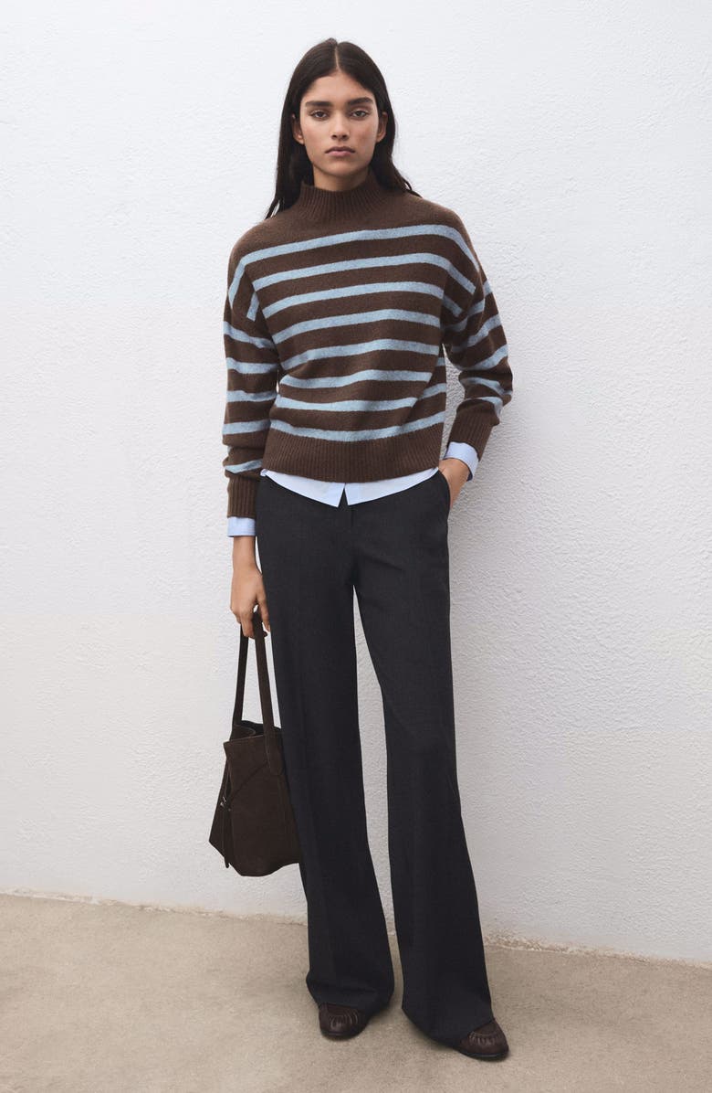 MANGO Oversize Stripe Mock Neck Sweater, Alternate, color, 