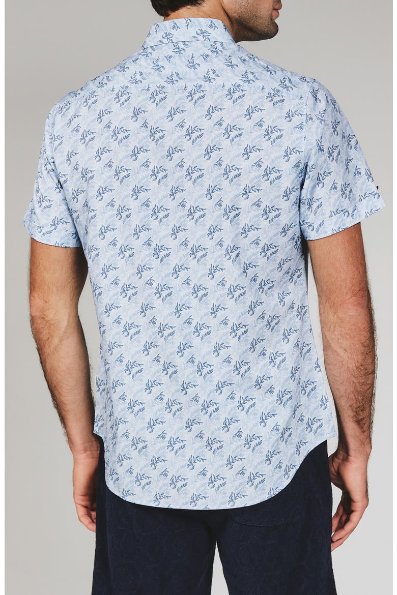 Rubens Print Short Sleeve Button-Up Shirt, Alternate, color, LIGHT BLUE