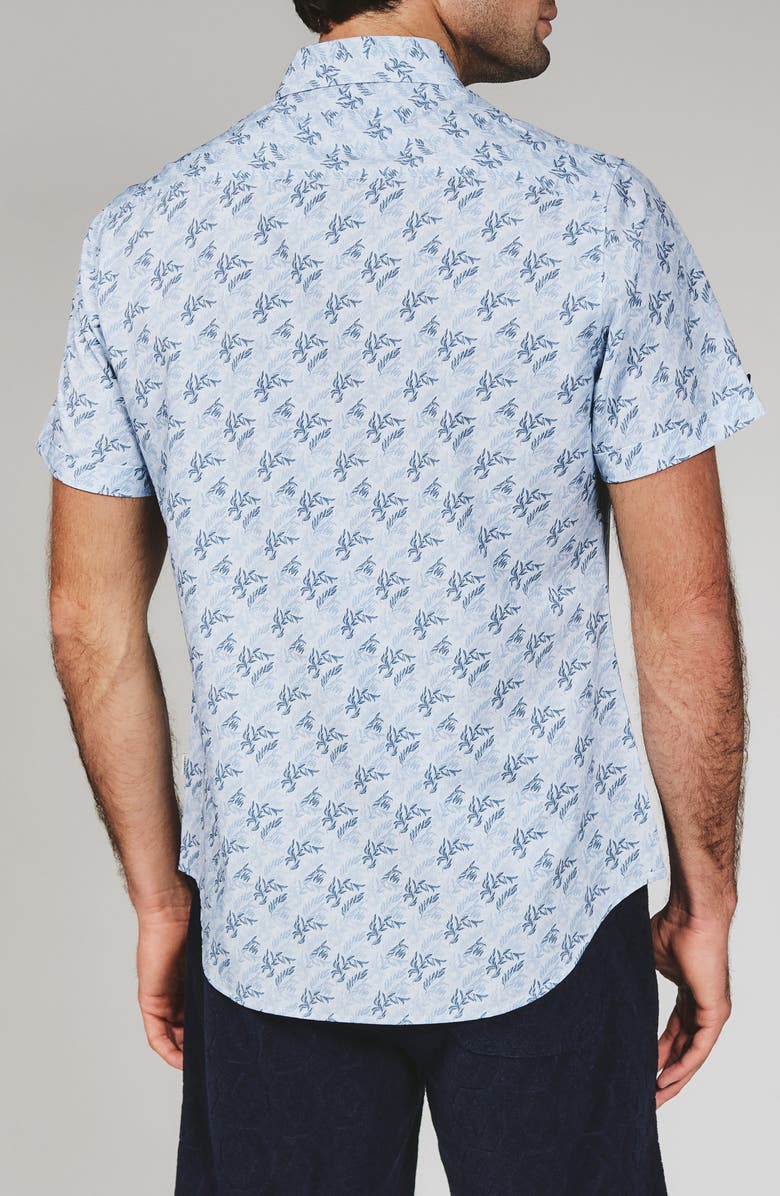 7 Diamonds Rubens Print Short Sleeve Button-Up Shirt, Alternate, color, Light Blue