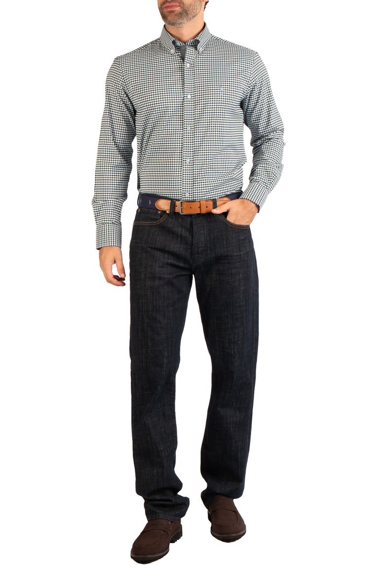 Regular Fit Gingham Long Sleeve Performance Shirt, Alternate, color, ROYAL