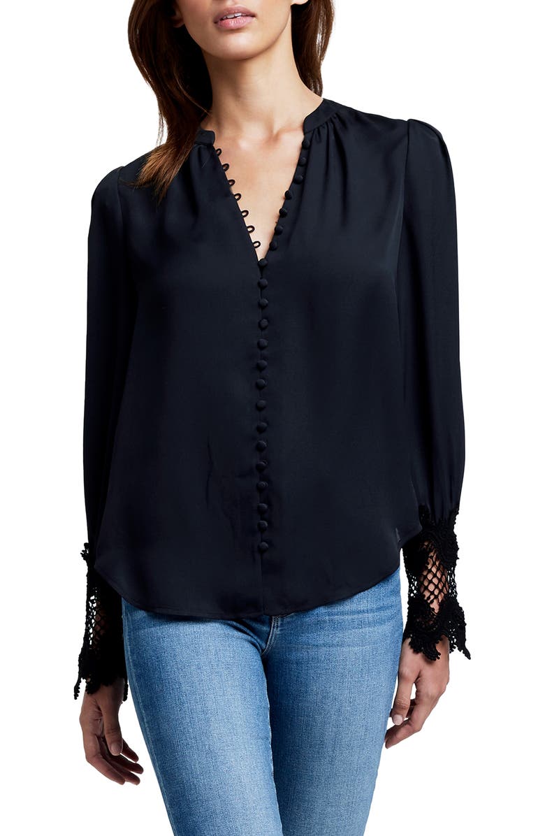L'AGENCE Ava Lace Cuff Button-Up Blouse, Main, color, 