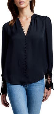 L'AGENCE Ava Lace Cuff Button-Up Blouse