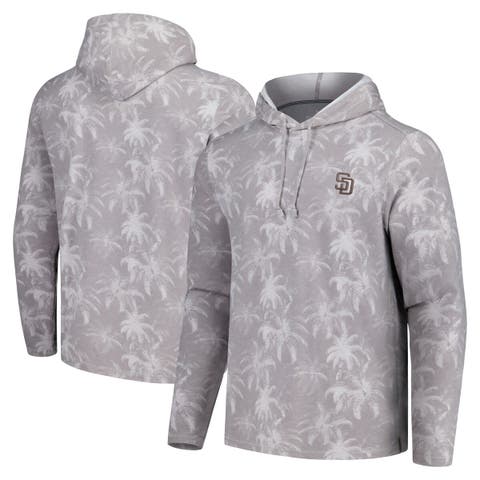 Men's Tommy Bahama Gray San Diego Padres Palm Frenzy Hoodie Long Sleeve T-Shirt