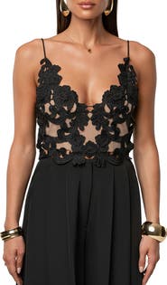 JLUXLABEL Anahi Embroidered Lace Crop Camisole