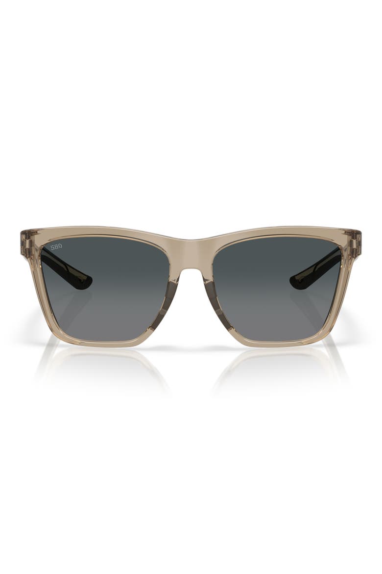 57mm Polarized Rectangular Sunglasses, Main, color, TAUPE/ GRAY GRADIENT 580G