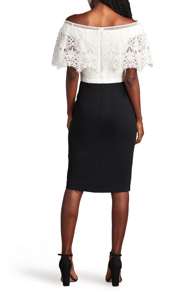 Tadashi Shoji Lace Bodice Mixed Media Cocktail Dress, Alternate, color, 