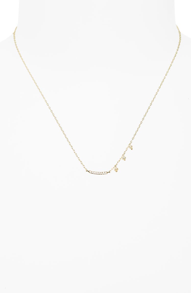 Meira T Diamond & Pearl Bar Pendant Necklace, Alternate, color, 