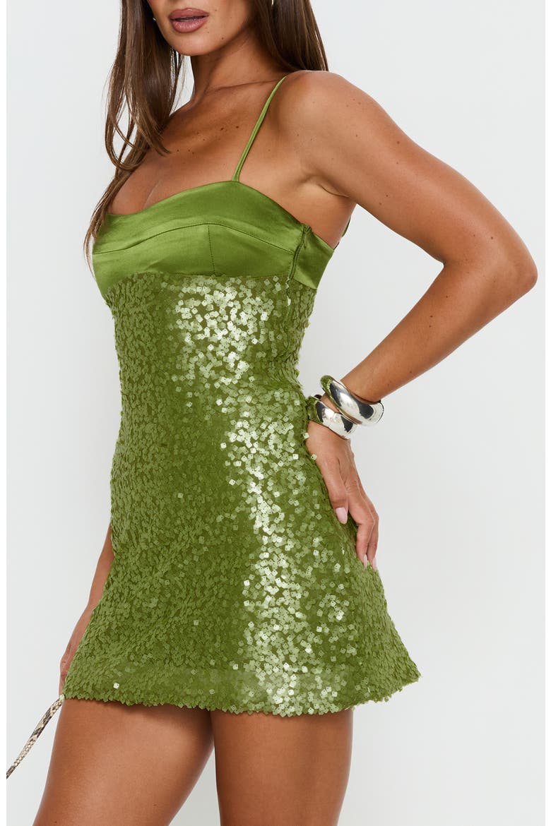 Alishia Sequin Satin Cocktail Minidress, Alternate, color, GREEN