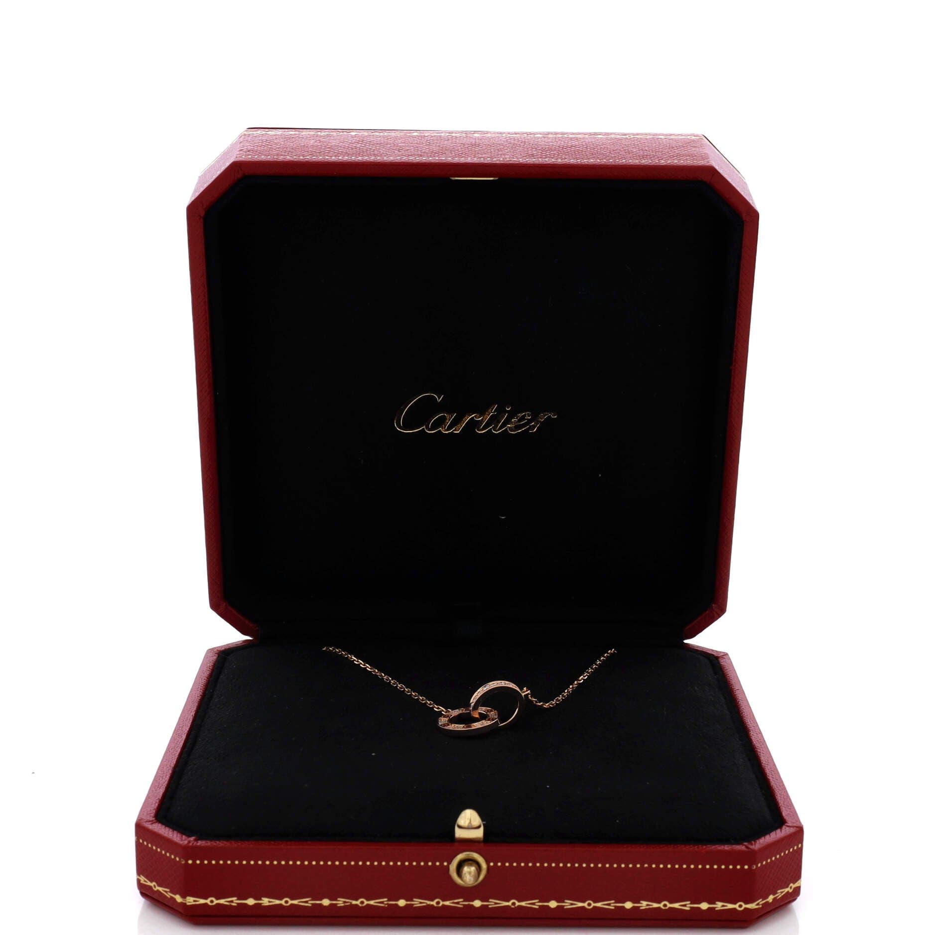 Love Interlocking Pave Necklace 18K Rose Gold and Diamonds, Alternate, color, Metallic Gold