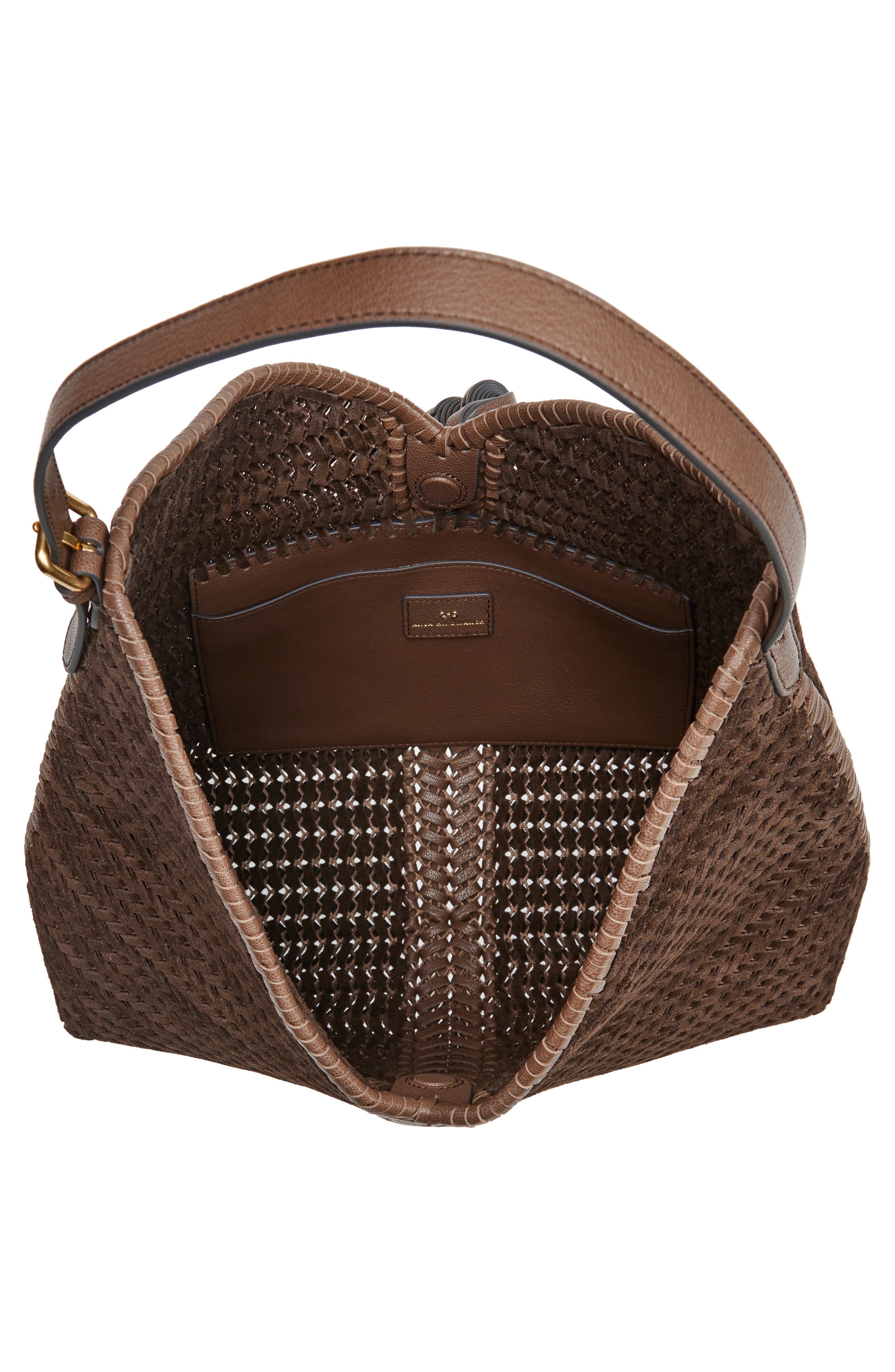 Anya Hindmarch The Neeson Herringbone Woven Leather Hobo, Alternate, color, 