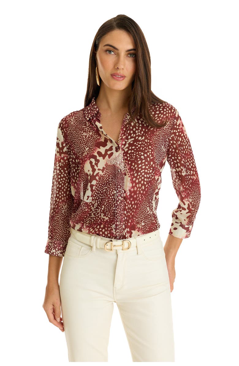 The Noli Shop Sara Silk Blouse, Main, color, Garnet Crush