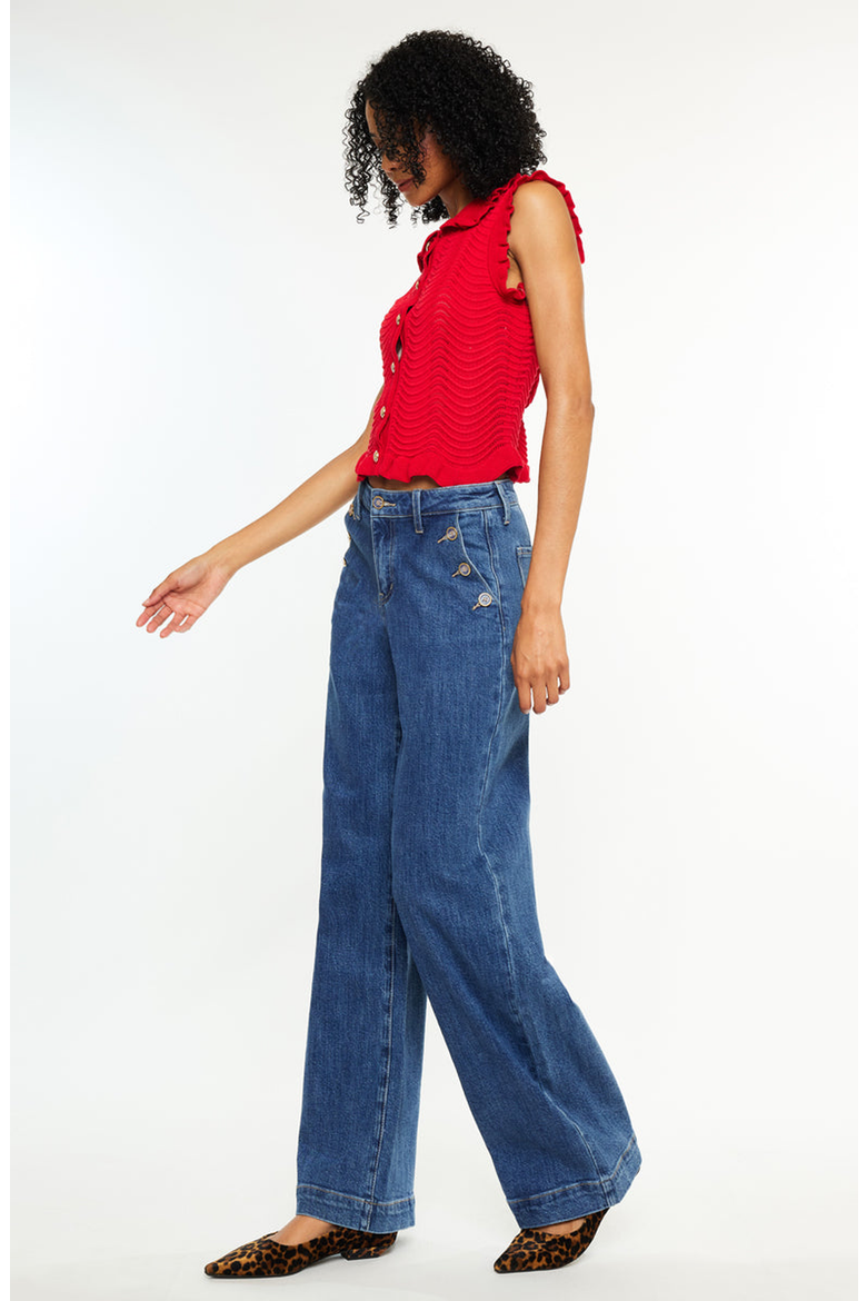 Sol High Rise Wide Leg Trousers, Alternate, color, Dark Wash