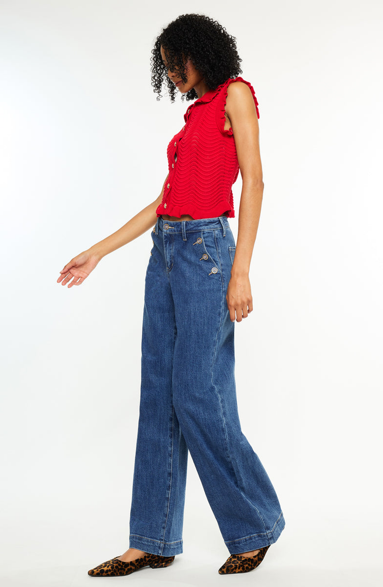 KanCan Sol High Rise Wide Leg Trousers, Alternate, color, Dark Wash