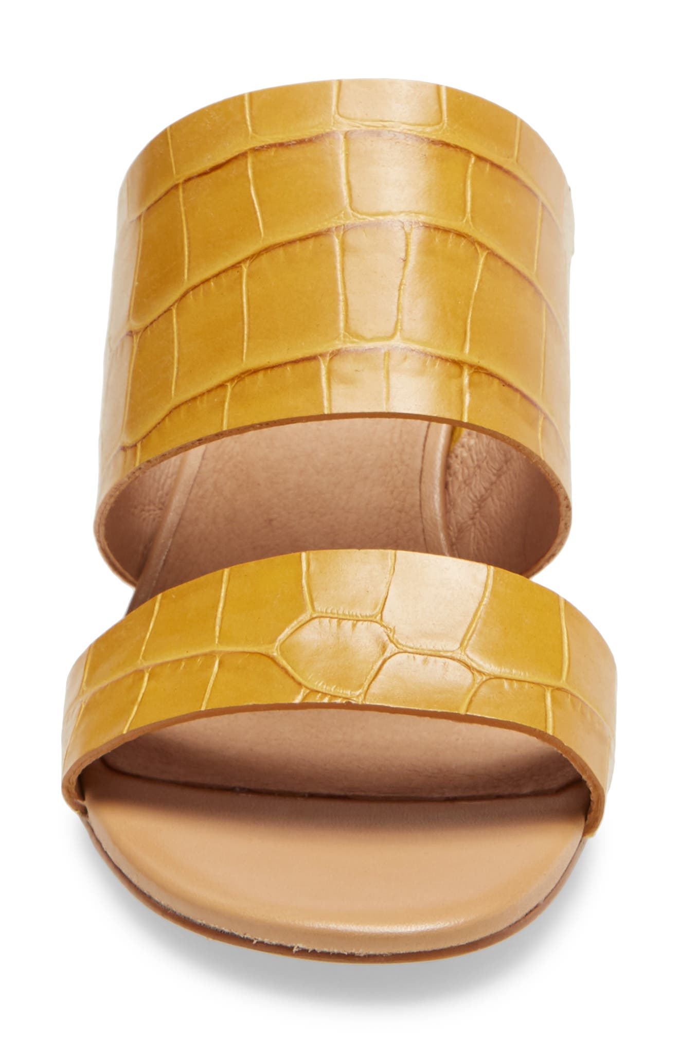 Kiera Block Heel Slide, Alternate, color, CUMIN CROCO EMBOSSED
