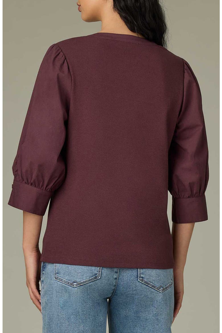 Mixed Media Puff Sleeve Top, Alternate, color, FIG JAM