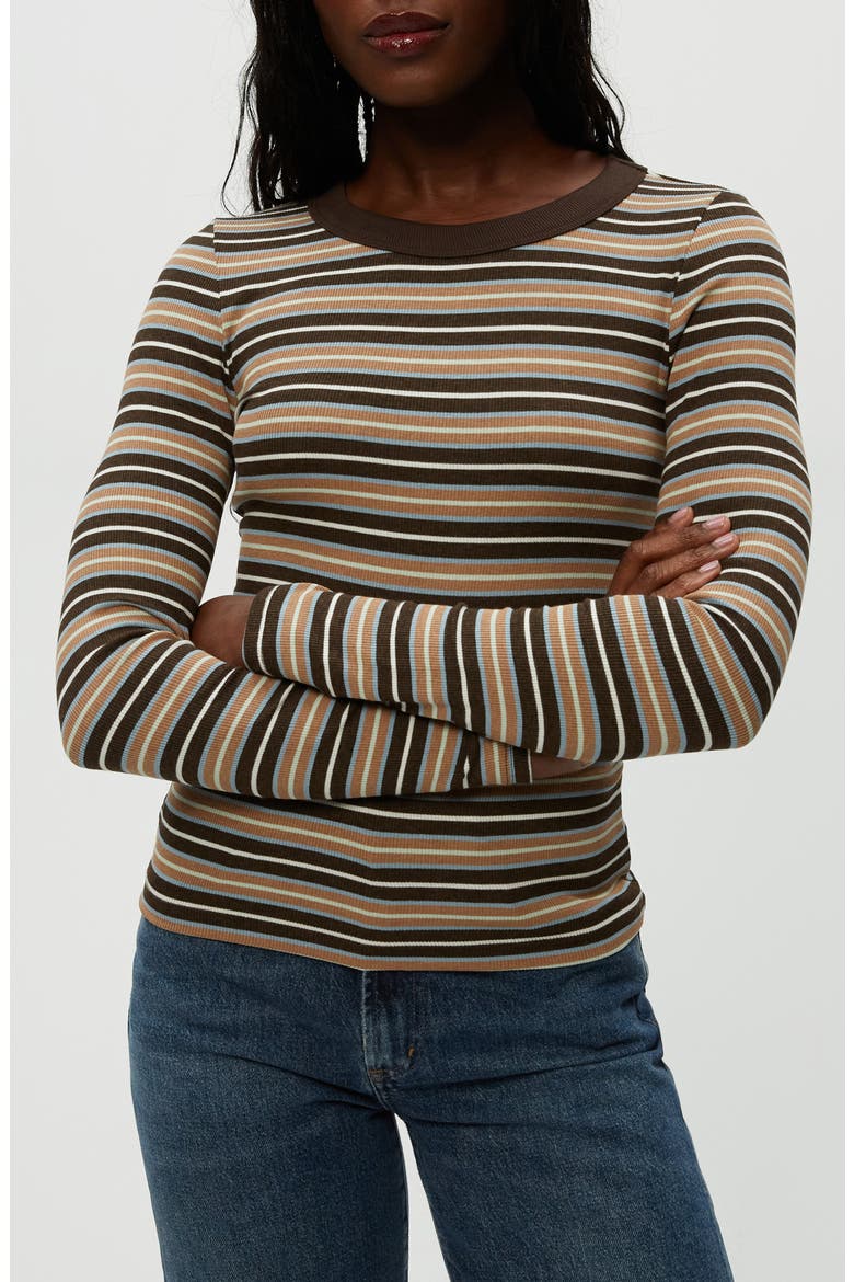 Zola Stripe Long Sleeve Rib T-Shirt, Alternate, color, NEUTRAL STRIPE