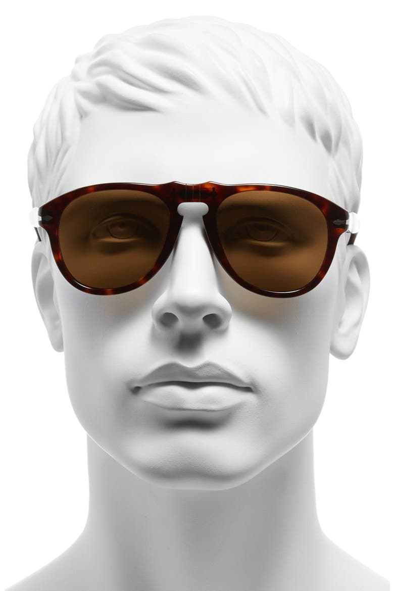 54mm Polarized Keyhole Retro Sunglasses, Alternate, color, TORTOISE POLARIZED