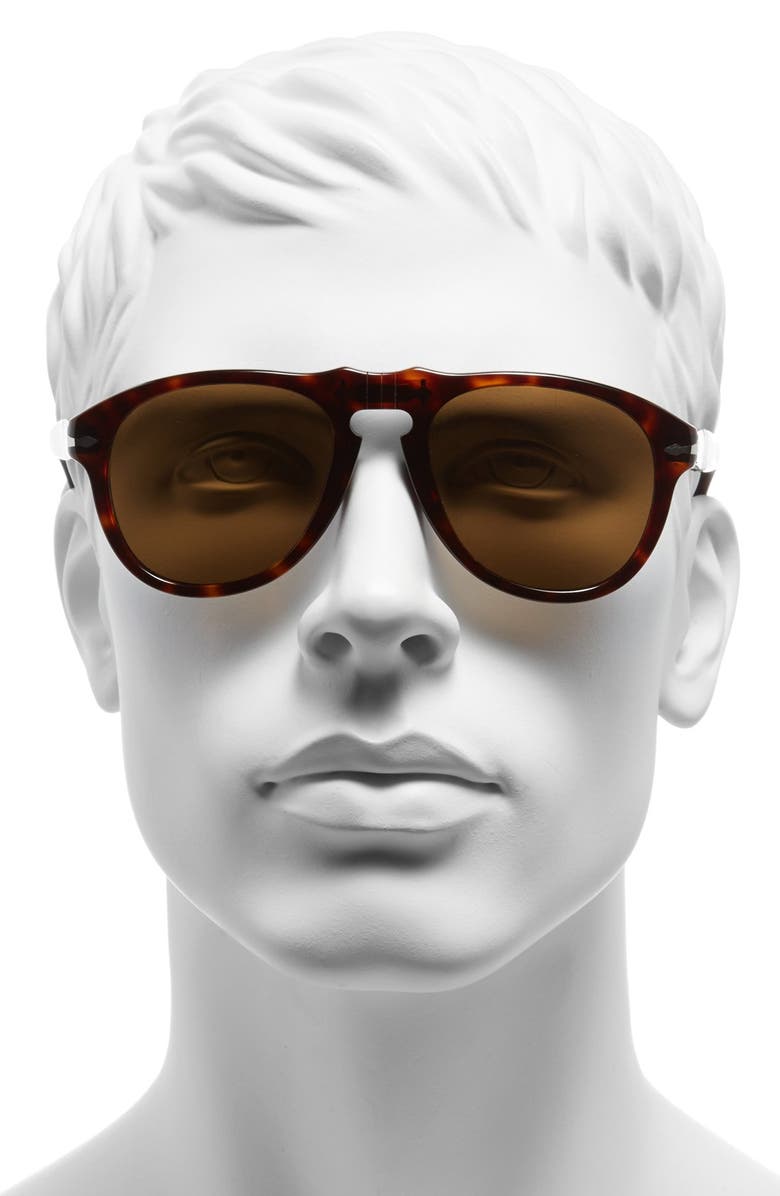 Persol 54mm Polarized Keyhole Retro Sunglasses, Alternate, color, 