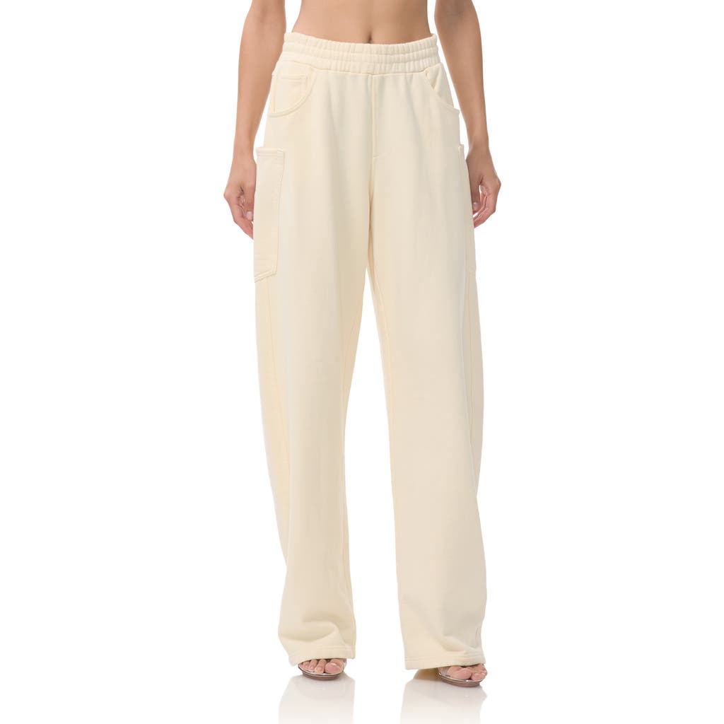 Afrm Ryan Cotton Wide Leg Sweatpants In White