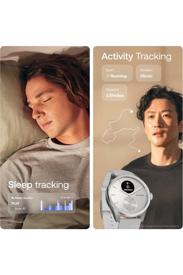 ScanWatch 2 - Heart Health Hybrid Smartwatch - 42mm - White, Alternate, color, White & Silver