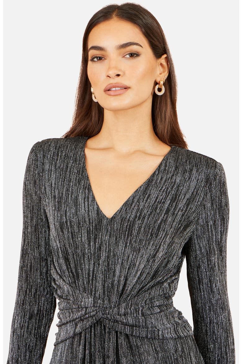 Metallic Twist Waist Maxi Dress, Alternate, color, Black