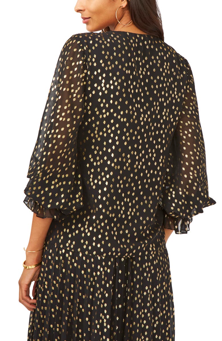 Vince Camuto Smocked Cuff Foil Dot Blouse, Alternate, color,