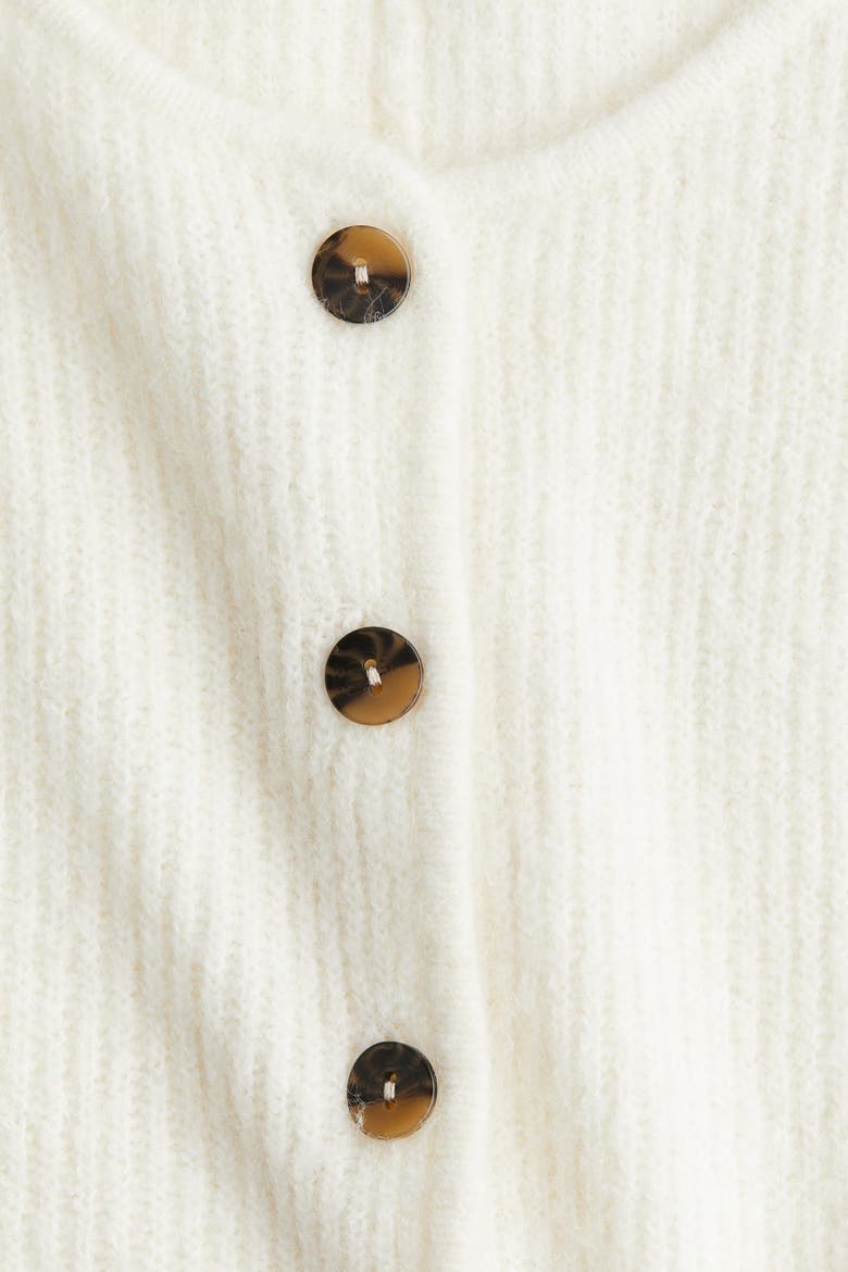 Rib-knit Peplum Cardigan, Alternate, color, Cream