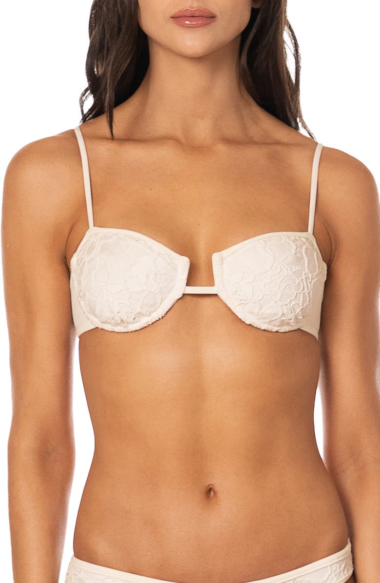 Maaji Amatista Whisper Lace Bikini Top, Main, color, Light Beige