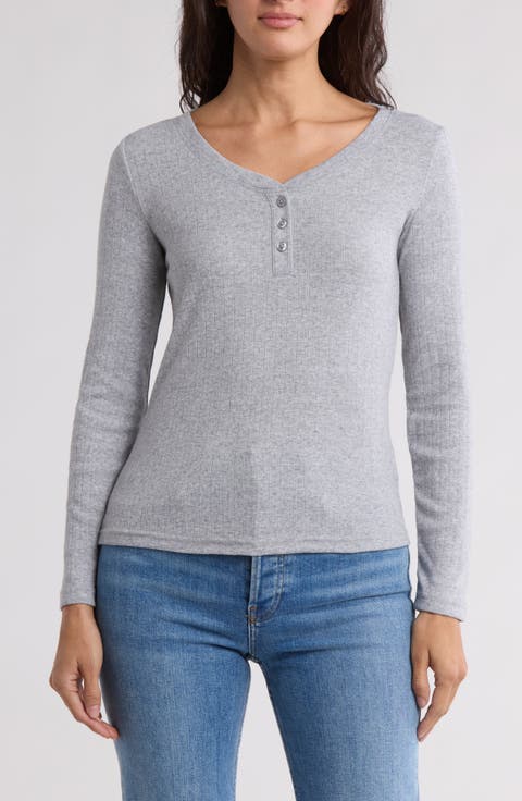 Long Sleeve Pointelle Henley