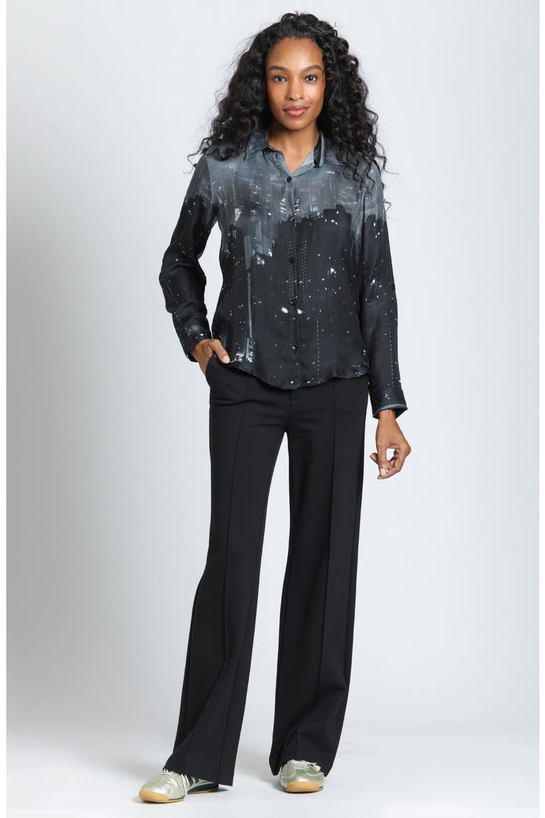 Roll Tab Sleeve Cupro Shirt, Alternate, color, OBSIDIAN/STEEL GRAY