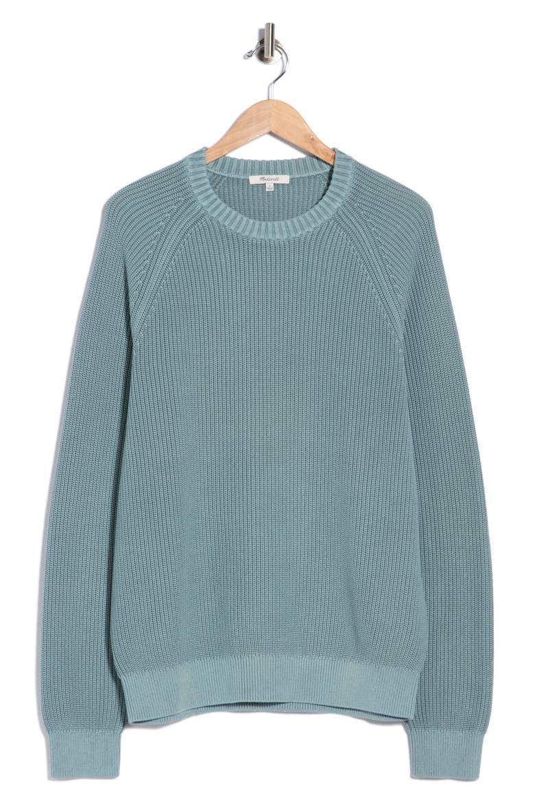 Shaker Stitch Cotton Crewneck Sweater, Main, color, FADED RIVER