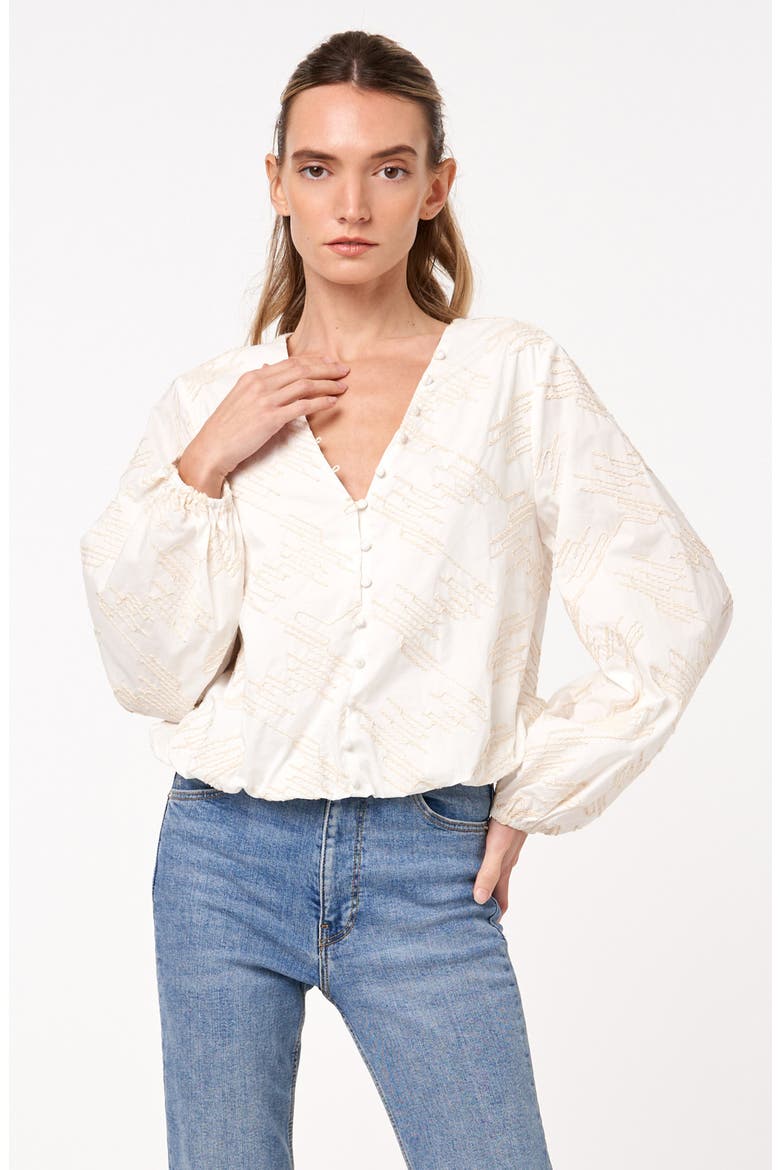 Ann Embroidered Bubble Top, Alternate, color, WHITE