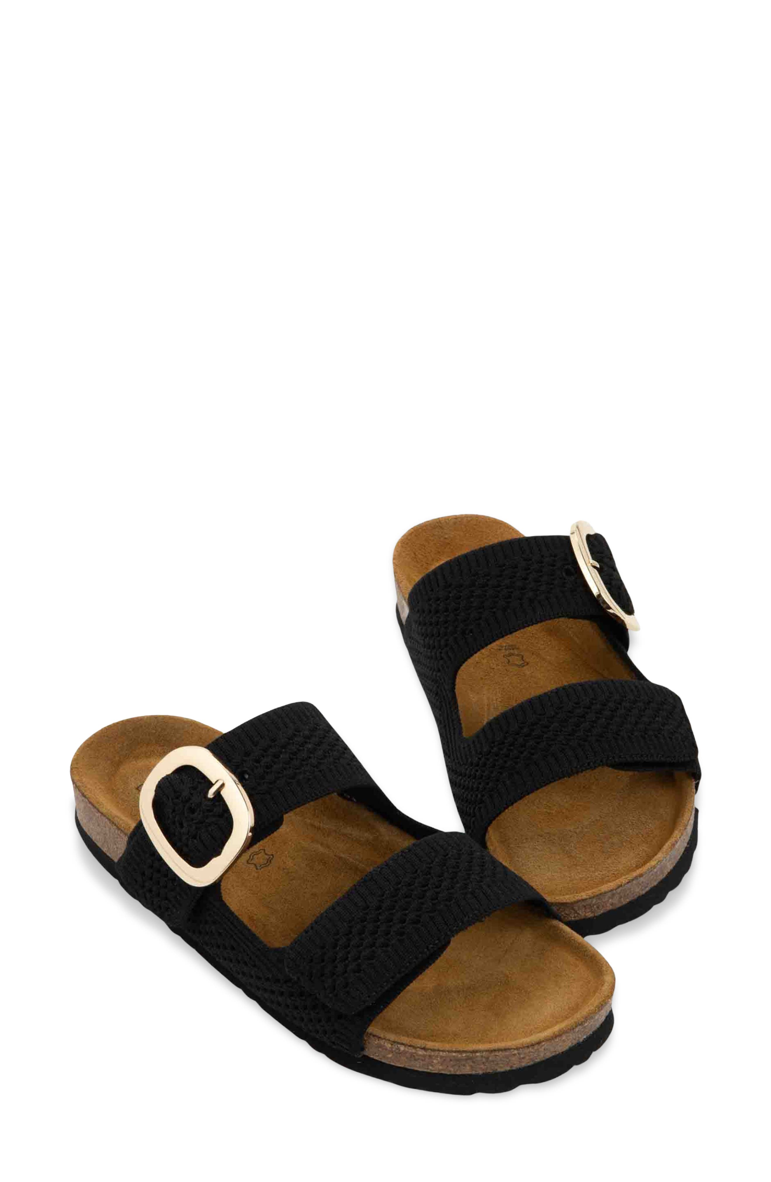 Naot Miami Slide Sandal, Alternate, color, Black Knit
