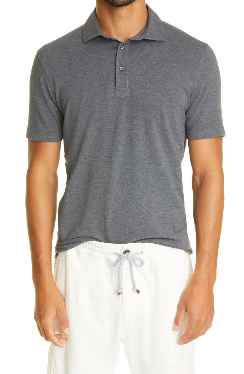 Brunello Cucinelli Short Sleeve Cotton Piqué Polo, Main, color, 