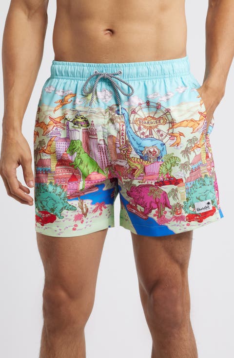 Dino Takeover Mid Length Swim Trunks