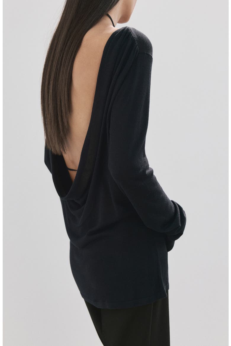 Open Back Sweater, Alternate, color, BLACK