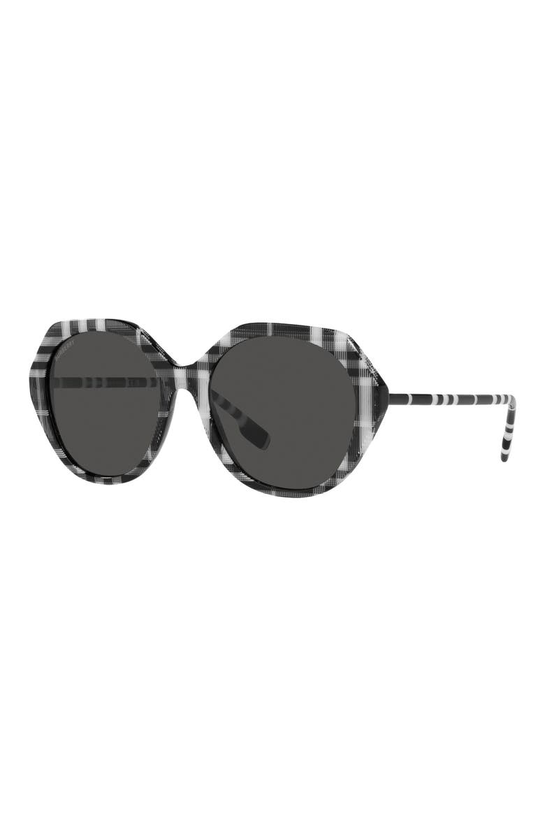 55mm Round Sunglasses, Alternate, color, DARK GREY