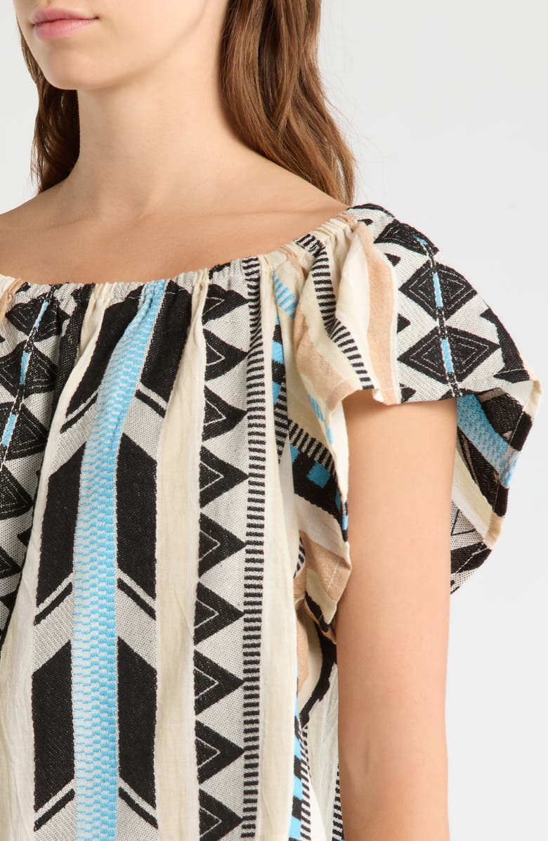 Elan Ruffle Off the Shoulder Top, Alternate, color, Neutral Aztec