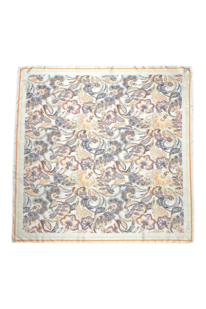 Paisley Satin Square Scarf, Main, color, TAN