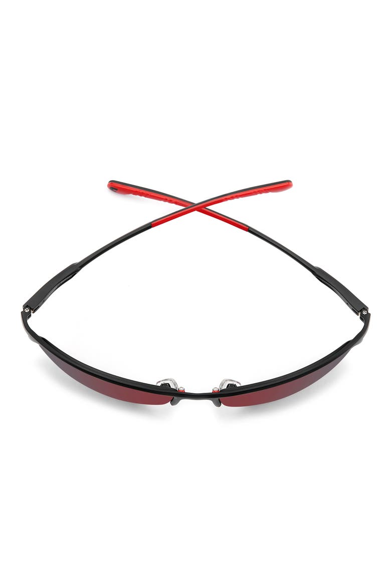 Carduc 65mm Polarized Rectangular Sunglasses, Alternate, color, MATTE BLACK/ RED